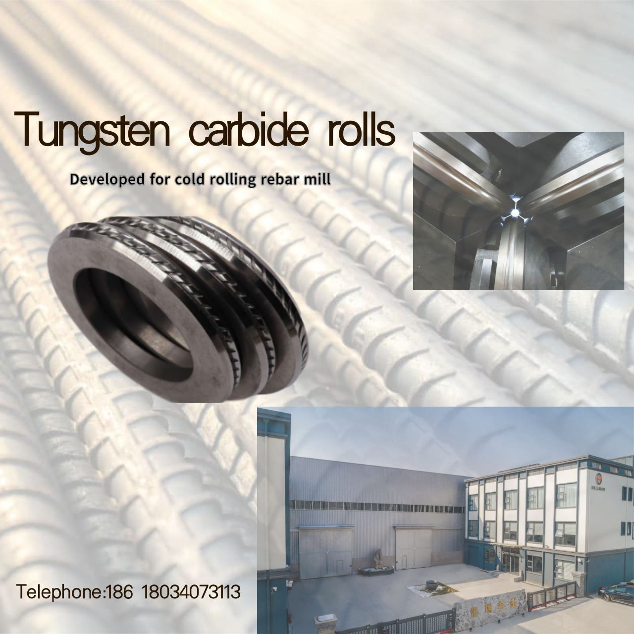 Cold and hot rolling tungsten carbide rolls for steel plants rolling TMT bar